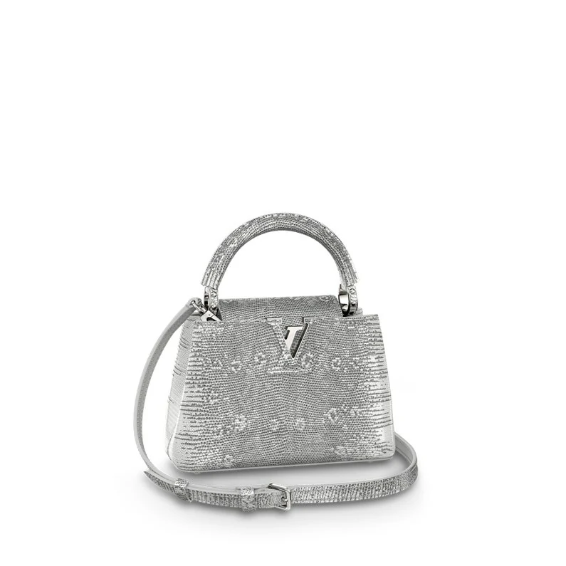 Louis Vuitton Capucines Mini Bag Lezard käsilaukku - Hopea