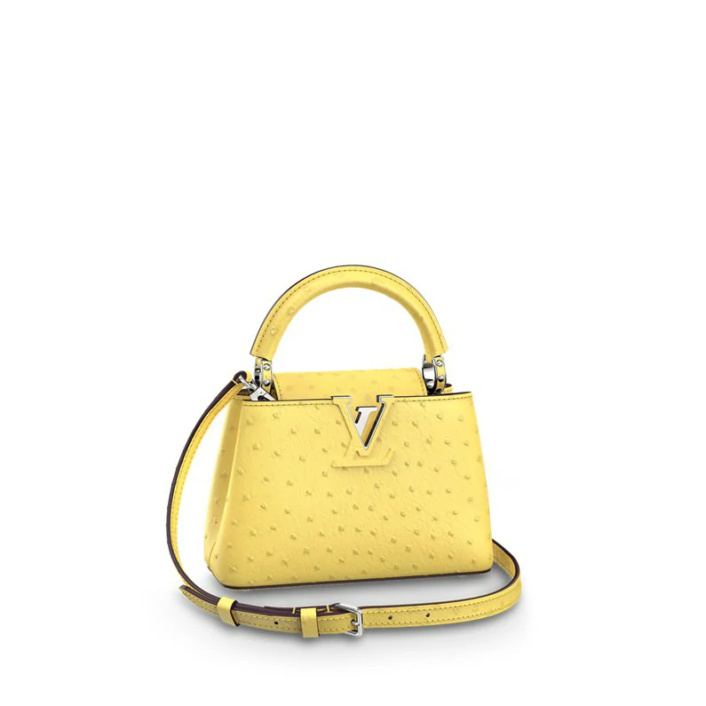 Louis Vuitton Capucines Mini Bag Strutsin nahkainen käsilaukku - Keltainen