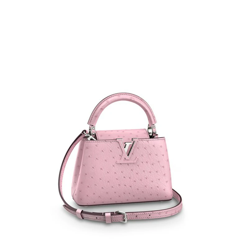 Louis Vuitton Capucines Mini Bag Strutsin nahkainen käsilaukku - Rose Calypso