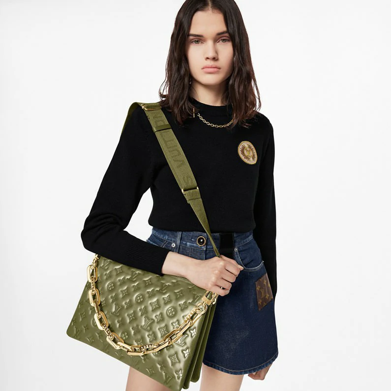 Louis Vuitton Coussin MM Bag Fashion nahkainen käsilaukku - Khakinvihreä