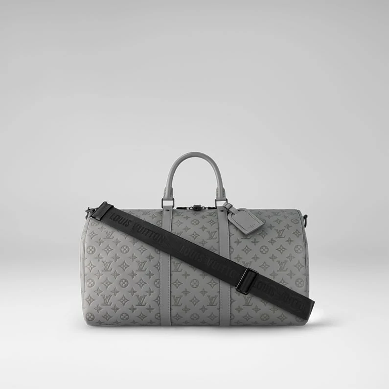 Louis Vuitton Keepall 50B Bag Monogram Shadow Travel - Antrasiitinharmaa