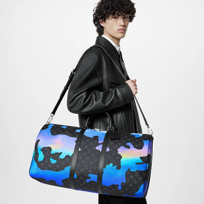 Louis Vuitton Keepall 55 Bag Monogram Eclipse Canvas Travel