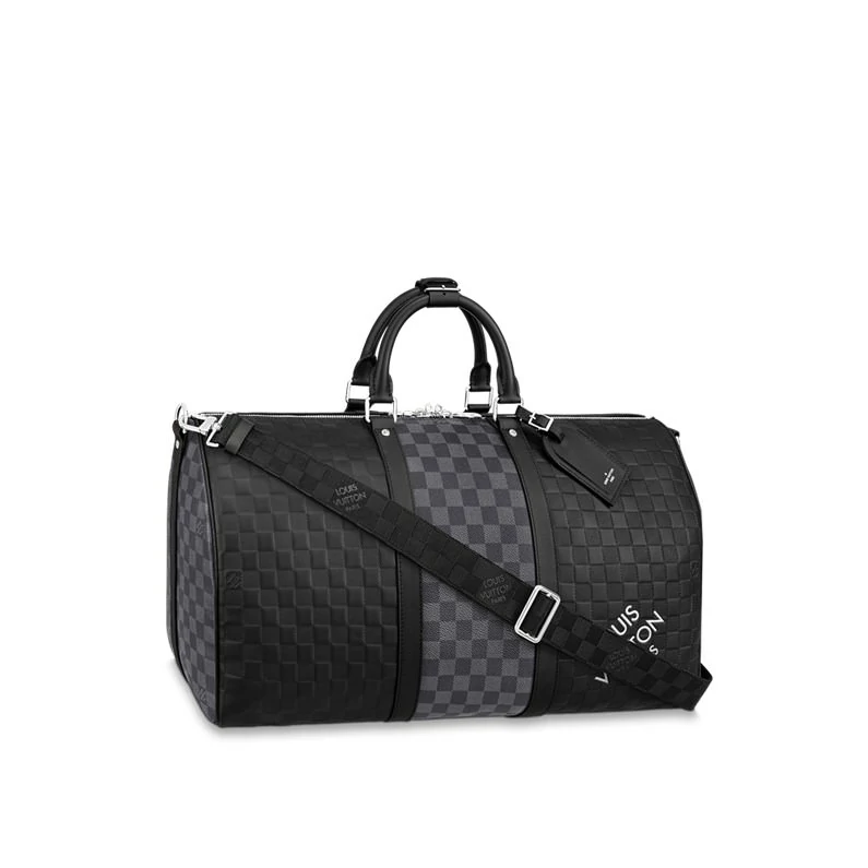 Louis Vuitton Keepall Bandoulière 50 Laukku Damier Infini Leather Travel - Musta grafiitti