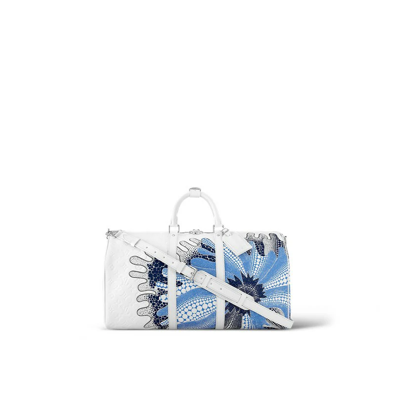 Louis Vuitton Lv X Yk Keepall 50 Bag Taurillon Monogram Travel - Valkoinen