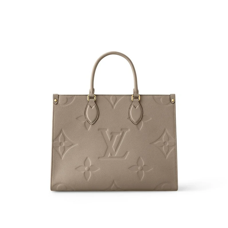 Louis Vuitton Onthego MM -kangaskassi Monogrammi Empreinte nahkainen käsilaukku - Tourterelle Beige