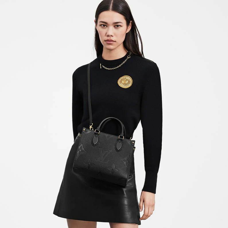 Louis Vuitton Onthego PM Kangaskassi Monogrammi Empreinte Leather Käsilaukku - Musta