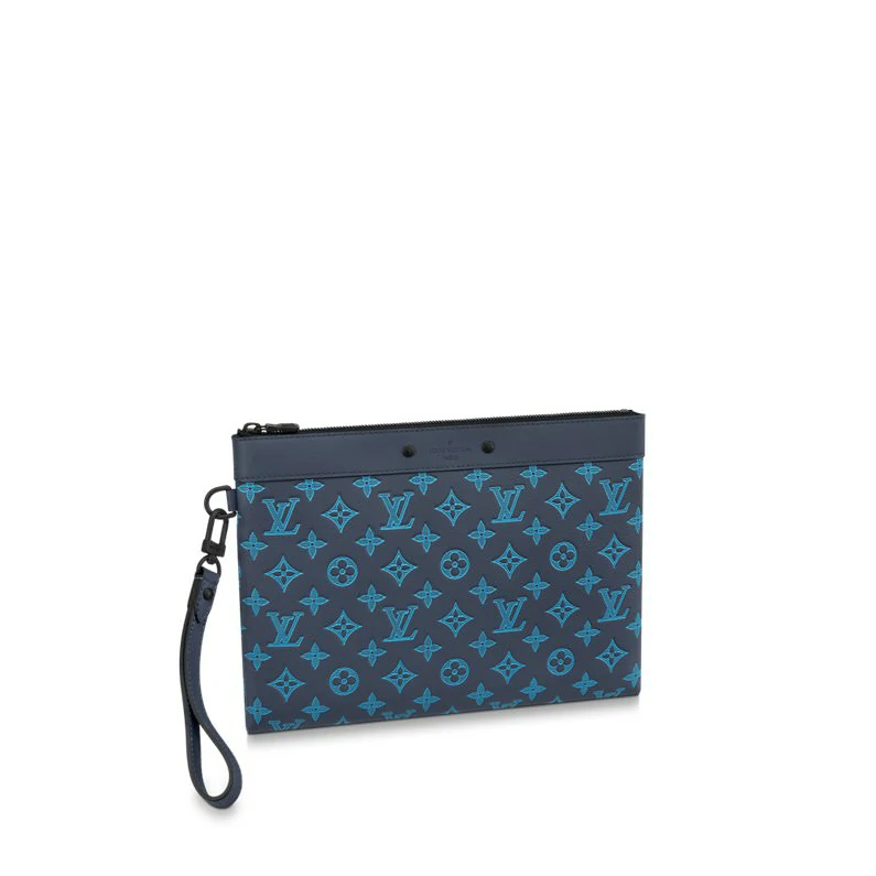 Louis Vuitton Pochette To Go -monogrammivarjolompakot ja pienet nahkatavarat - Navy River Blue